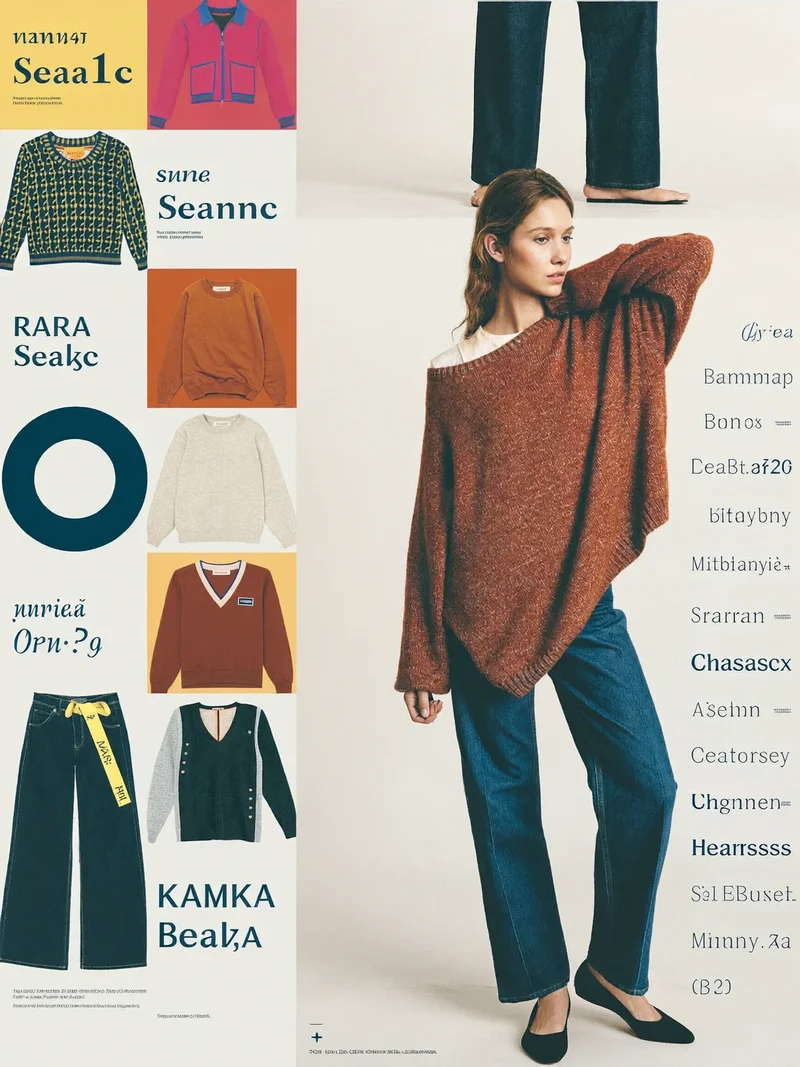 Illustration eines oversized Strickpullovers in Haferflocken-Ton bei weichem Licht.