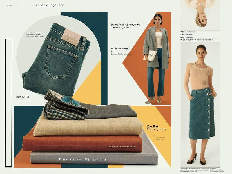 Illustrative Nahaufnahme gefalteter Denim- und Wollstoffe mit sichtbarer Gewebestruktur.